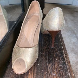 3.1 Phillip Lim gold peep toe heels